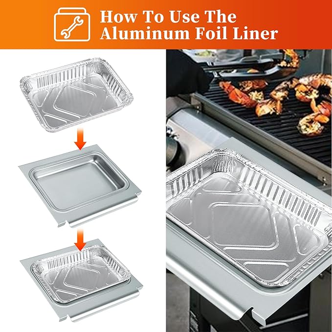67047 Metal Catch Pan and 6415 Aluminum Liner for Weber Spirit I&II 200 and 300, Genesis I&II LX200/300 Series, Grill Grease Tray for Weber Traveler Grill, Drip Tray for Weber 67047 83156 6415