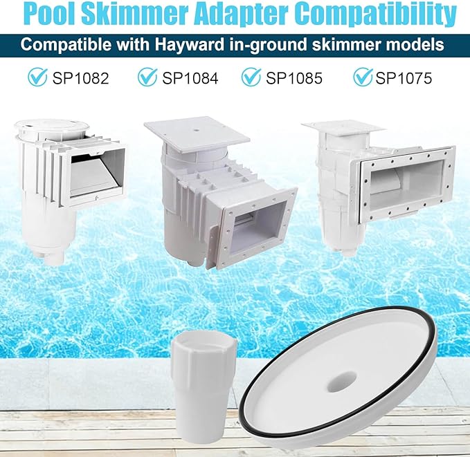SP1106 Pool Skimmer Vacuum Plate and 1-1/2" Pool Spiral Wound Vacuum Hose Cuff for Hayward SP1082 1084 1085 1075 In-Ground Pool Skimmer - Connects Vacuum Head & Skimmer Threaded ABS Plastic