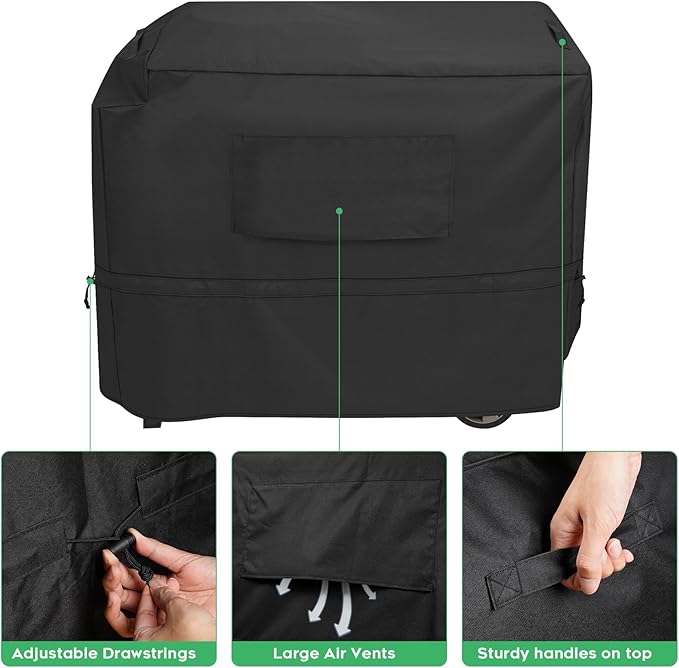 Heavy Duty 600D Outdoor Wok Station Cover compatible with Cuisinart Wok Station CGG-1265，Waterproof, UV and Fade Resistant, Black