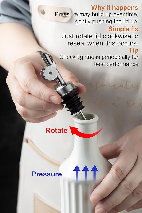LYEOBOH Olive Oil Dispenser Bottle with Spout, 17 OZ Oil Dispenser for Kitchen, Ceramic Dispensing Bottles for Kitchen, Cooking, Gravity Spout, Housewarming Gift