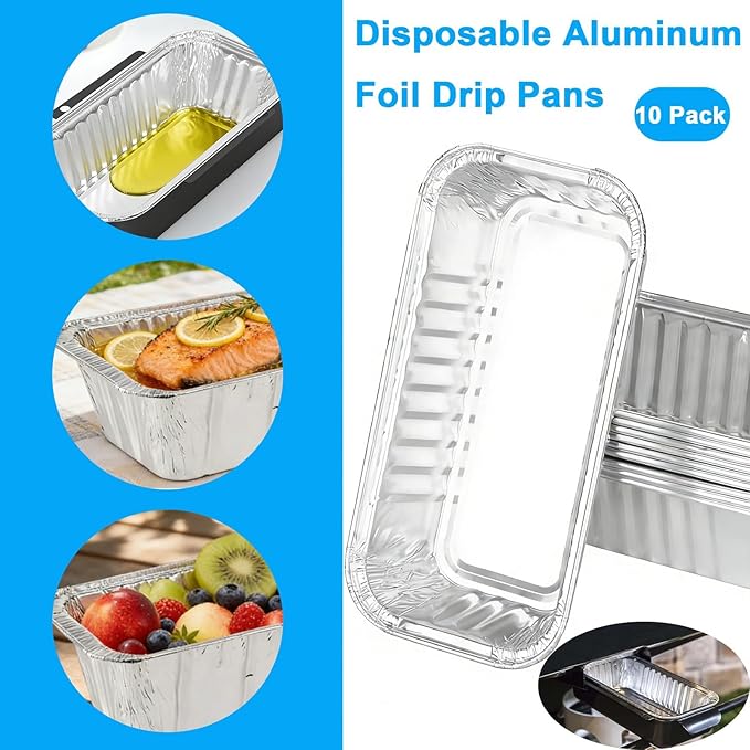 Grease Tray Replacement with 10 PCS Aluminum Drip Pans for CharBroil Performance 463331221 463365021 463448021 TRU Infrared 4-Burner Gas Grill Grease Catcher Pan for CharBroil 9328812P06 G416-0015-W1