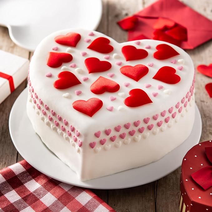 10 Inch Heart Shaped Cake Pans, 2 Pack Nonstick Large Silicone Heart Baking Molds for Mother's Day, Wedding, Birthday Party
