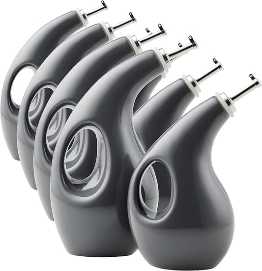 Rachael Ray Serveware Ceramic EVOO Oil and Vinegar Dispensing Bottle Set, 2 Piece, Gray (Pack of 4)