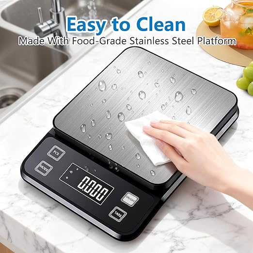 IPX7 Waterproof Food Scale | 0.01oz/0.1g Precision Kitchen Scale, 11lb/5kg | USB Rechargeable, Stainless Steel & Washable Kitchen Gadgets for Cooking, Baking