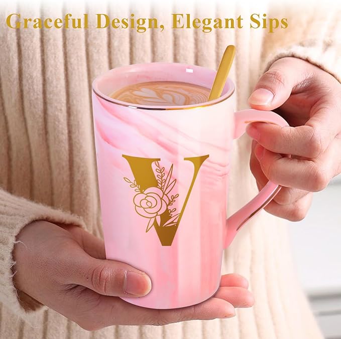 MNZZ Personalized Ceramic Coffee Mug with Lid Tea Cup Women Men Teacher Christmas Gifts Math Biology Piano Future Mentor Speech Substitute Ballet Drama Guitar Yoga Montessori Physics Chemistry Band,V