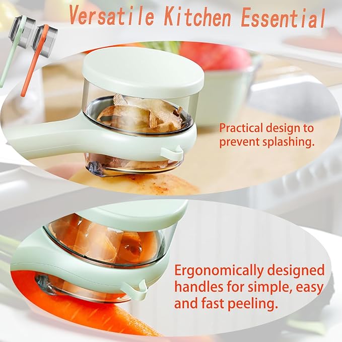 2Pcs Multifunctional peeler with storage box, Vegetable peelers for kitchen, Stainless steel double sided storage peeler for kitchen use, Fruit peeler, Safe and efficient peeling