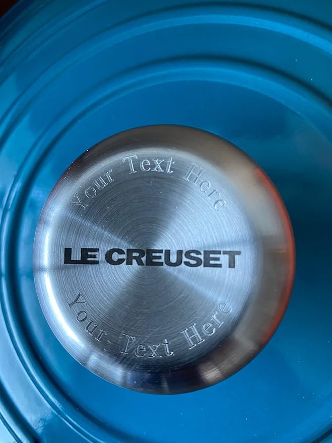 Le Creuset 4 1/2 Qt. Signature Round Dutch Oven w/Additional Engraved Personalized Stainless Steel Knob - White
