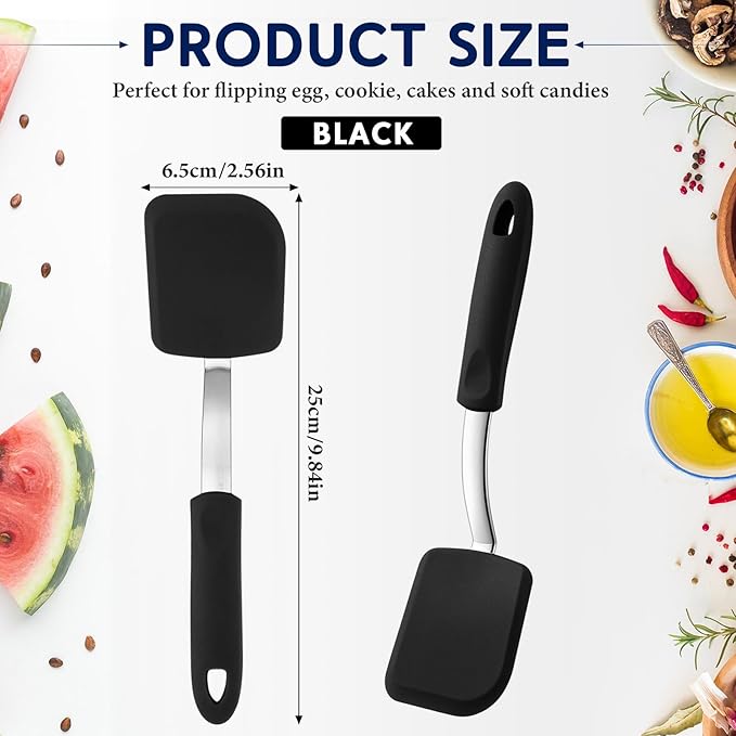 Small Silicone Spatula Flexible Silicone Cookie Spatula Heat Resistant Small Pancake Turner for Kitchen Use Nonstick Cookware No Scratch Cooking Flipper for Egg Pancake
