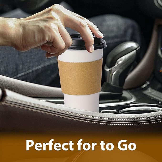 50 Pack 20 oz Disposable Coffee Cups with Lids and Insulated Sleeves, Leak-free Paper and Sturdy Thick Paper Hot to Go Coffee Cups with Lids for Cold/Hot Beverage (White)