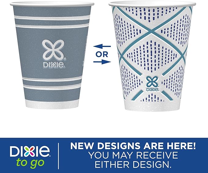 Dixie To Go Paper Coffee Cups, 12 oz, 132 Count (6 packs of 22 cups), Disposable Insulated Paper Cups for On-The-Go Hot or Cold Beverages