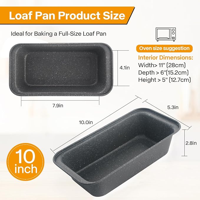 2-Pack Bread Pan, 10inch Non-Stick Bread Loaf Pan, Bread Pans for Homemade Bread, Loaf Pans for Baking Bread 9x5
