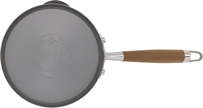 Anolon Advanced Hard Anodized Nonstick Sauce Pan/Saucepan with Straining and Lid, 2 Quart, Brown