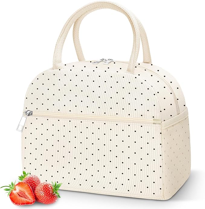 DALINDA Corduroy Lunch Box for Women,Insulated Lunch Bag Cute Cooler Tote Bag,Reusable 11L Large Capacity for Work Camping Picnic