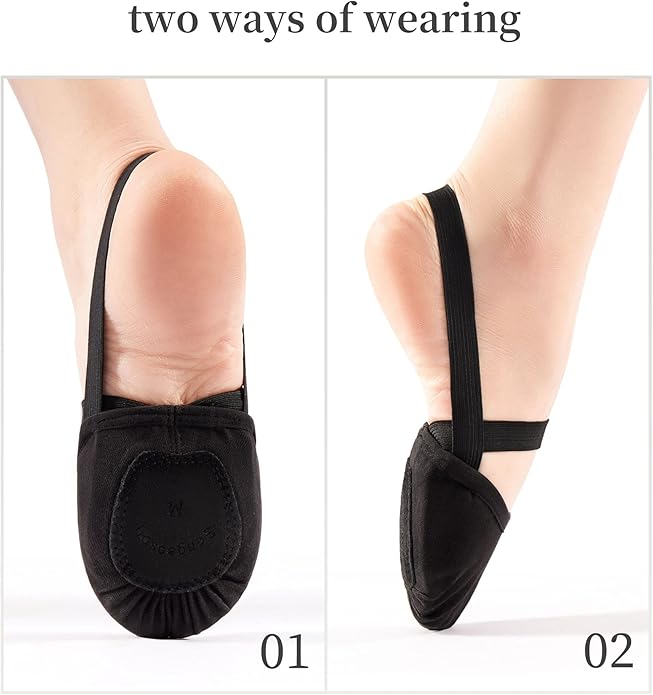 SANGEESON Half Sole Dance Shoes - Stretchy Canvas Pirouette Shoes for Ballet, Lyrical, Modern, Jazz Dance, and Contemporary