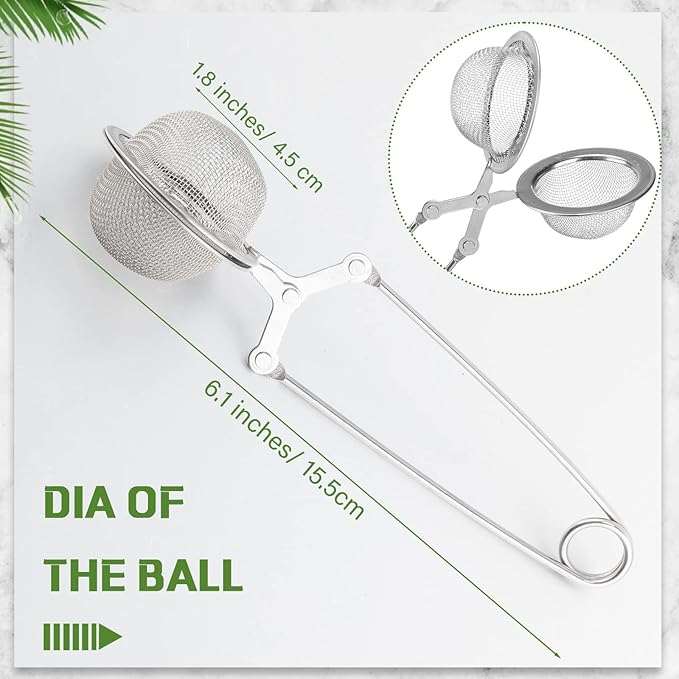 Yinder 72 Pcs Snap Ball Tea Strainer,Stainless Steel Snap Tea Infuser Mesh Ball with Handle for Loose Leaf Tea Reusable Metal Tea Filter Fine with Tong Pincer in Bulk for Kitchen Mulling Spices
