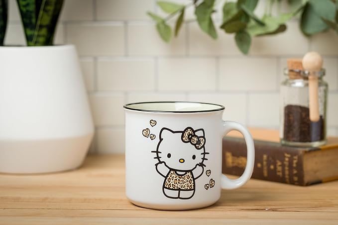 Silver Buffalo Sanrio Hello Kitty Leopard Outfit Ceramic Camper Mug, 20 Ounces