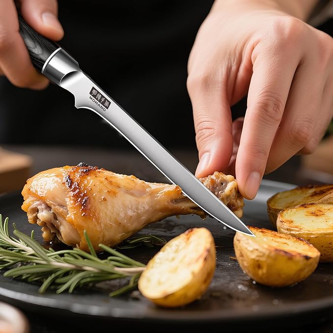 MDHAND Kitchen Knife Set, 7PCS Professional Japanese Knife Set, High Carbon Stainless Steel Chef Knife Set with Black Pakkawood Handle, Professional Ultra Sharp Kitchen Knives for Cooking, Elegant Box