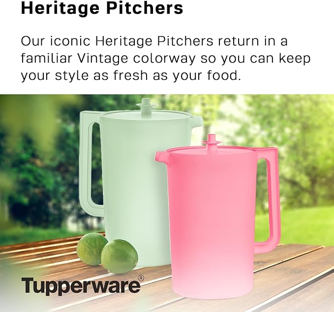 Tupperware Heritage 1 Gallon Pitcher in Mint, Dishwasher Safe and BPA Free