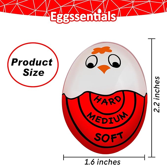 Eggssentials Pack of 2 Red Egg Timer That Goes in Water – Egg Timer for Hard Boiled Eggs and Soft Boiled Eggs, Red Color Fades for Accurate Doneness.