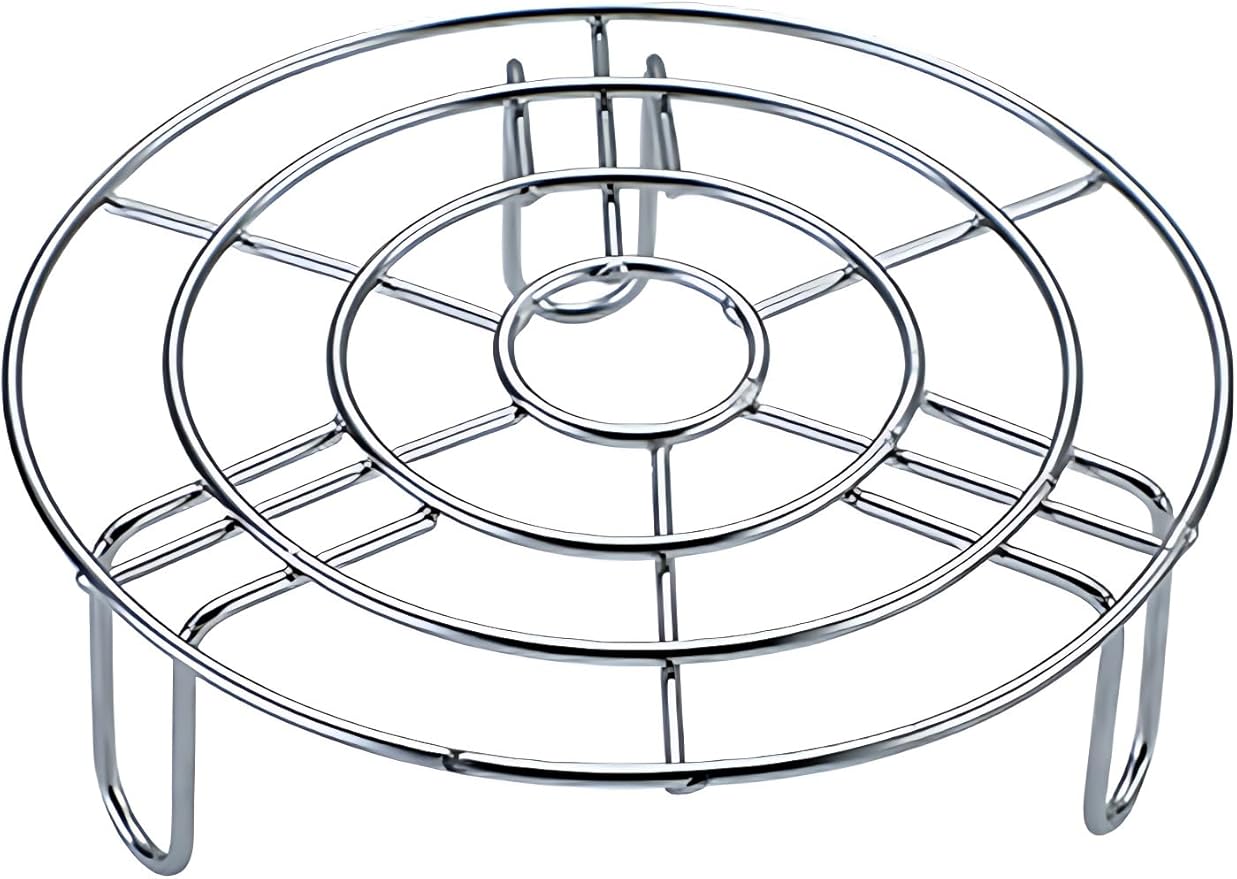 Cooling Rack with Legs Dia 6.3" Round Steamer Rack Stainless Steel Cross Wire Barbecue Carbon Baking Net Grill Pan Grate for Instant Pot/Pressure Cooker/Oven (Height 1.8",6.3"/16cm)