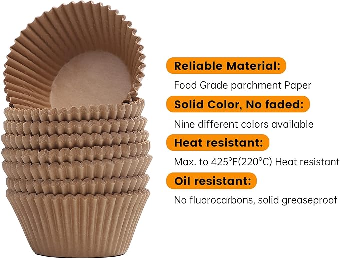 Non-Stick 400pcs Mini Cupcake Liners for Baking, Natural parchment muffin liners for Mini Muffin Pan, Cupcake Pan, Food Grade, Non Stick, Greaseproof