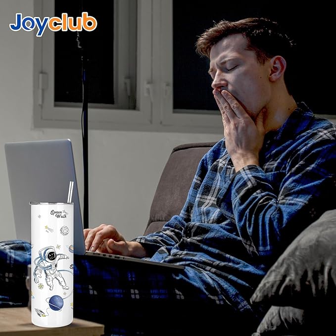 Joyclub 25 Pack Sublimation Tumblers 20 oz Sublimation Blanks Skinny Straight Flat Edge Tumbler Bulk with Lid and Straw White Cups for Heat Press