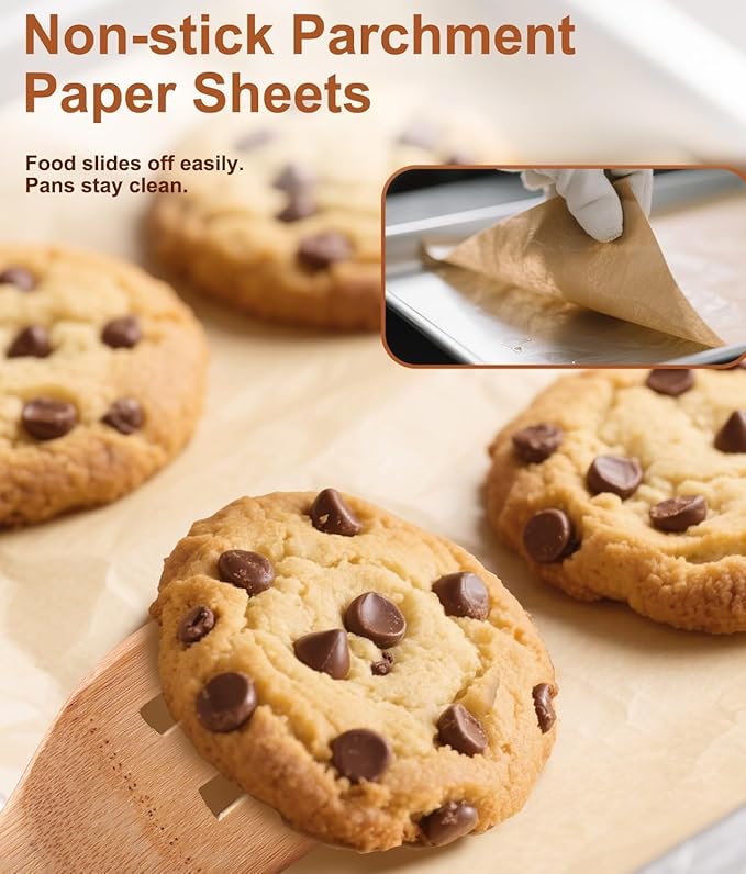 300 Count Parchment Paper Baking Sheets, 9 x 13 Inch, Precut Non-Stick Unbleached Baking Paper Liners for Oven, Grill, Air Fryer, Steaming, Multipurpose for Bread, Cupcakes, Cookies and More