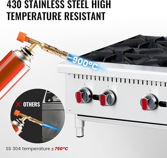 Commercial Gas Stove 6-Burner - 150,000 BTU Countertop Cooking Stove Range, Heavy-Duty Hot Plate, Stainless Steel Cooking Equipment for Restaurant, kitchens, Propane/Natural Gas