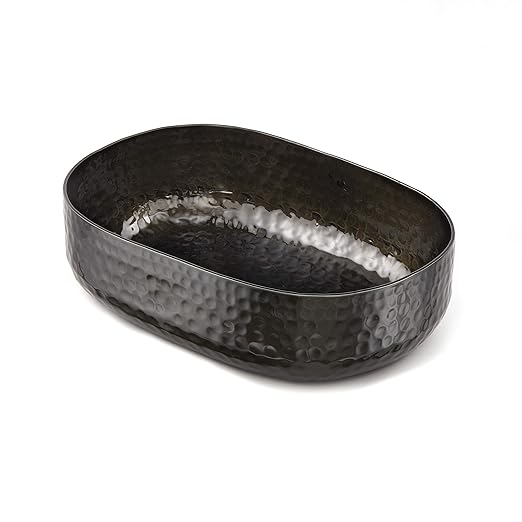 American METALCRAFT, Inc. American Metalcraft ABHB69 Hammered Aluminum Entrée Basket, Oval, Black, 48-Ounces