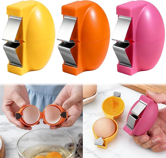 3Pcs Egg Shell Opener, 2026 New Multifunctional Egg Shell Separator Egg Cracker Tool for Raw Eggs, Hard Boiled Egg Peeler, Stainless Steel Eggshell Breaker Egg Shell Cutter Kitchen Gadgets