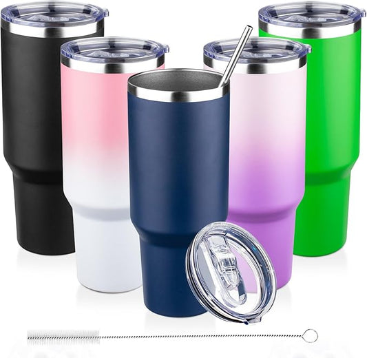 40 oz Tumbler with Lids and Straws Double Wall Vacuum Insulated Tumbler Cup,Stainless Steel Leak-proof Thermal Tumbler Powder Coated Travel Coffee Mug for Cold and Hot Drinks,Navy Blue