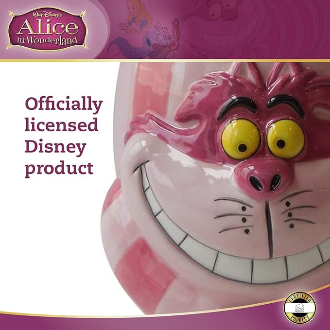 Silver Buffalo Disney Alice in Wonderland Cheshire Cat Ceramic 3D Sculpted Mug, 20 Ounces