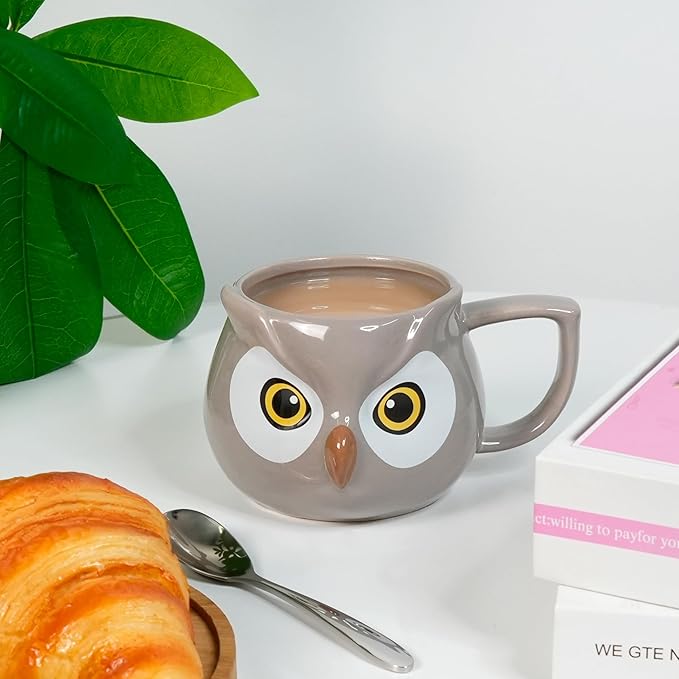 Owl Mug - Ceramic Coffee Cup for Women, 3D Funny Coffee Mug, Christmas Birthday Owl Gifts for Women Man Kids 14oz