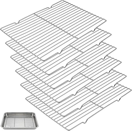6 Pack Grate Cooling Rack, 15x11 Inch Stainless Steel Cooling Racks Wire Rack Rectangular Cooling Racks for Baking, Cooking, Toaster Oven