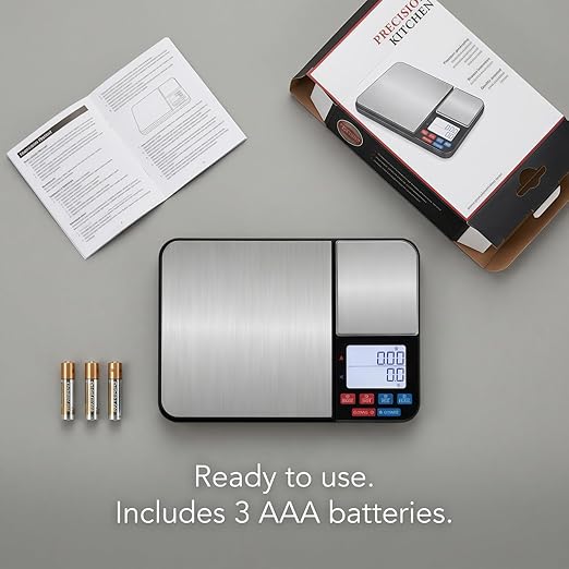 Partyreal Dual Platform Digital Kitchen Scale, Food Scale with Tare and Unit Conversion, Backlit Display, USB-C Rechargeable with AAA Backup, Dual Platform, Black