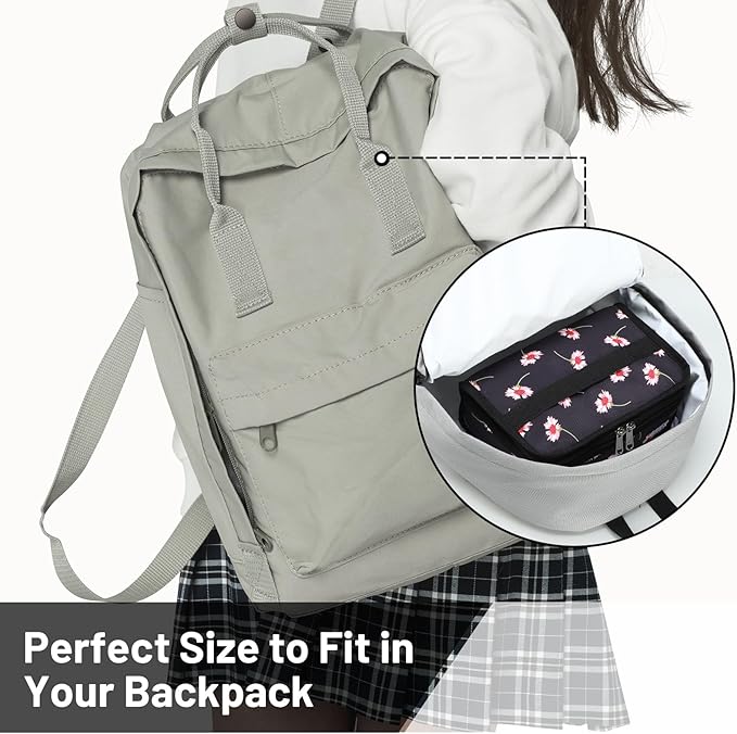 MIER Small Lunch Bag for Kids & Adults Compact Insulated Lunch Box Portable Thermal Mini Cooler for Work School Travel (Black Floral)