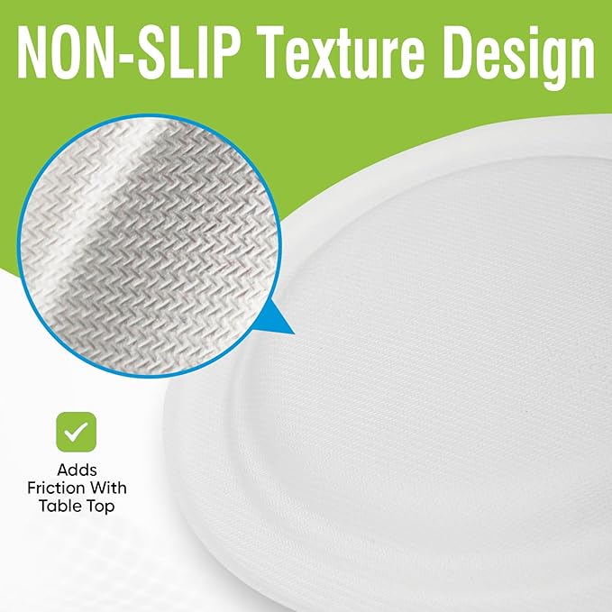 Disposable Large White Paper Plates 9 Inch - 100 Counts Heavy Duty Natural Bagasse Plates, Compostable & Oil-Proof, Microwave Safe for Family Christmas Dinner, Kids Pizza Nights & Fried Chicken Meals