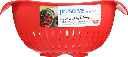 Preserve Small Colander, Made from Recycled Plastic, 1.5 Quart Capacity, Red