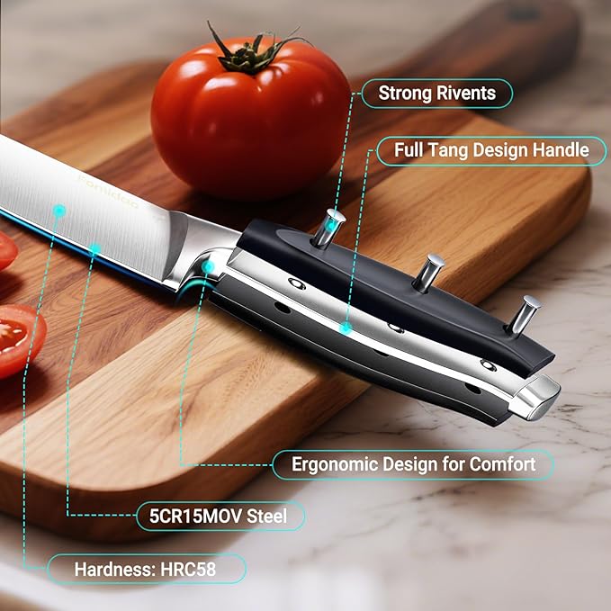 6 Pieces Knife Set with Magnetic Block,Ultra-Sharp High-carbon Steel Kitchen Knife Set, Professional Knife Block Set with Ergonomic Handle and Sharpener