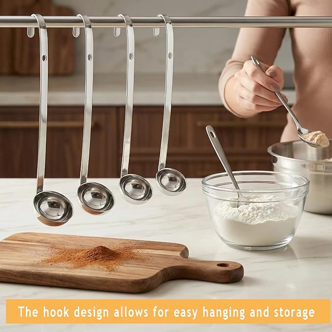 Markeny 4 Pieces Stainless Steel Soup Ladle Metal Handle Ladle with Pouring Rim,1oz/2oz/3oz/5oz Set Ladles for Cooking Soup Sauce
