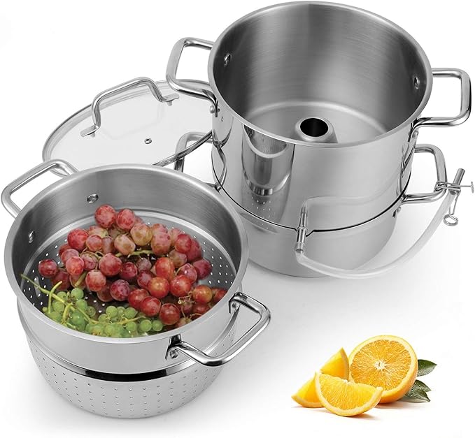 Tri-Ply Stainless Steel Sauce Pan with Steamer Basket & Straining Glass Lid — Heavy-Duty,Thick Base,Rust-Resistant,Warp-Free —100% Food-Grade —Built to Last– Works with All Stovetops, Pasta Pot