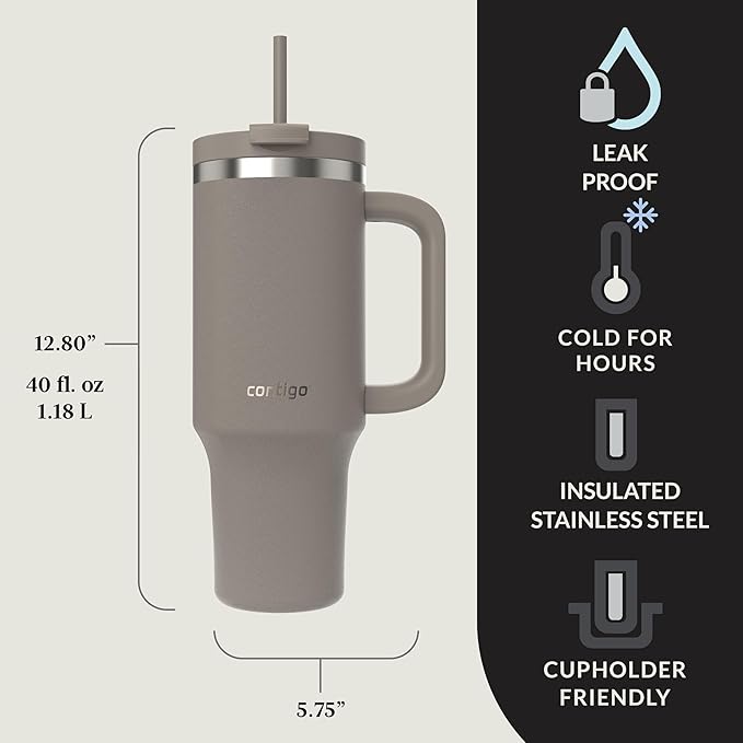 Contigo Tumbler, 40oz Stainless Steel | Vacuum Insulated | Leak-Proof | Cold for 29 Hours | Pack of 4