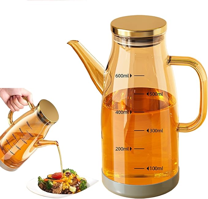 2025 Oil Dispenser Bottle with Drip Free Spout Food Grade Oil Vinegar Cooking Sprayer Kitchen Glass Container Bottles (600 ML)