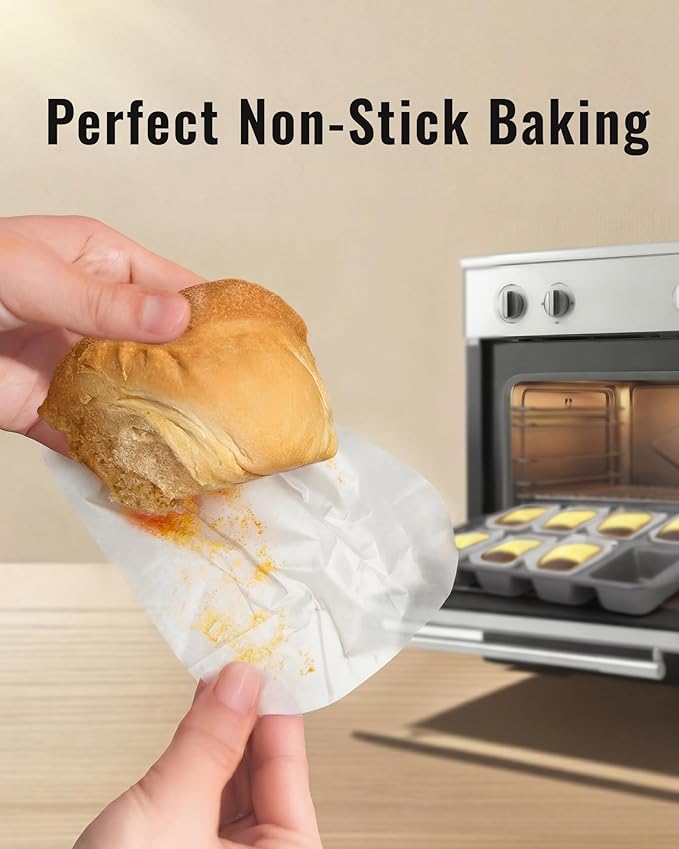 100 Pcs White Mini Loaf Pan Liners Compatible with Wilton Mini Loaf Pan, Natural Parchment Paper Cupcake Liners, Petite Loaf Baking Cups for Cupcake, Muffin, Brownies, 3.15*1.97*1.57inch