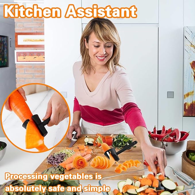 Carrot Peeler 2 Pcs Carrot Curler Black Carrot Spiral Shred Slicer Root Vegetables Fruits Slicer Sharpener Garnishing Tool