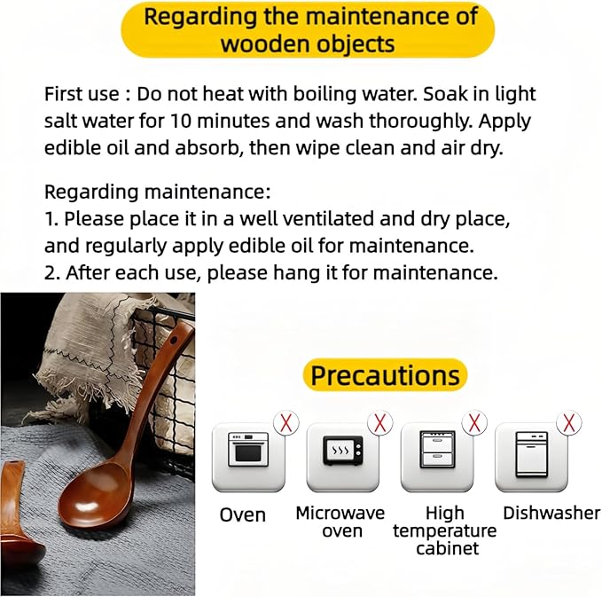 10" Premium Wooden Spoon for Cooking, Natural Teak - Non Drip, Heat Resistant & Comfort Grip, Handmade Smooth Wood Soup Spoon for Stirring, Serving, Non Stick Pots/Hot Soups and Broths