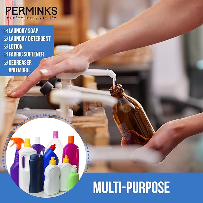 5 Gallon Pump Dispenser - Pump for 5 Gallon Bucket, Jug, Bottle, Large Container - Great for Shampoo & Conditioner, Laundry Detergent, Snow Cone Syrup, Bleach Liquid, Oil & More (Pack of 12)
