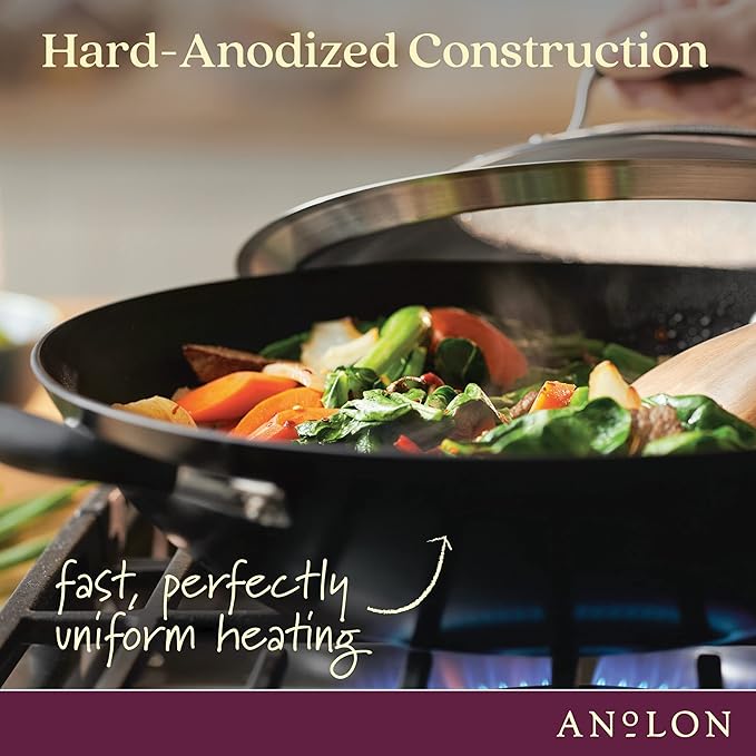 Anolon Advanced Home Hard-Anodized Nonstick Open Stock Cookware- Woks (14-Inch Covered Wok, Onyx)