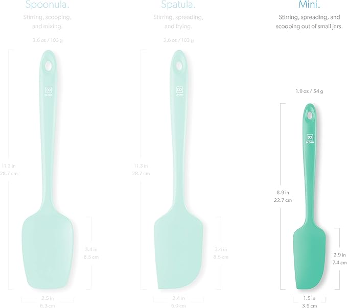 DI ORO Mini Spatula - Small Spatulas Silicone Heat-Resistant up to 600°F - Silicone Kitchen Scraper for Baking & Cooking BPA Free - Mixing Spatula Dishwasher Safe - Nonstick Cookware Safe (Mint)