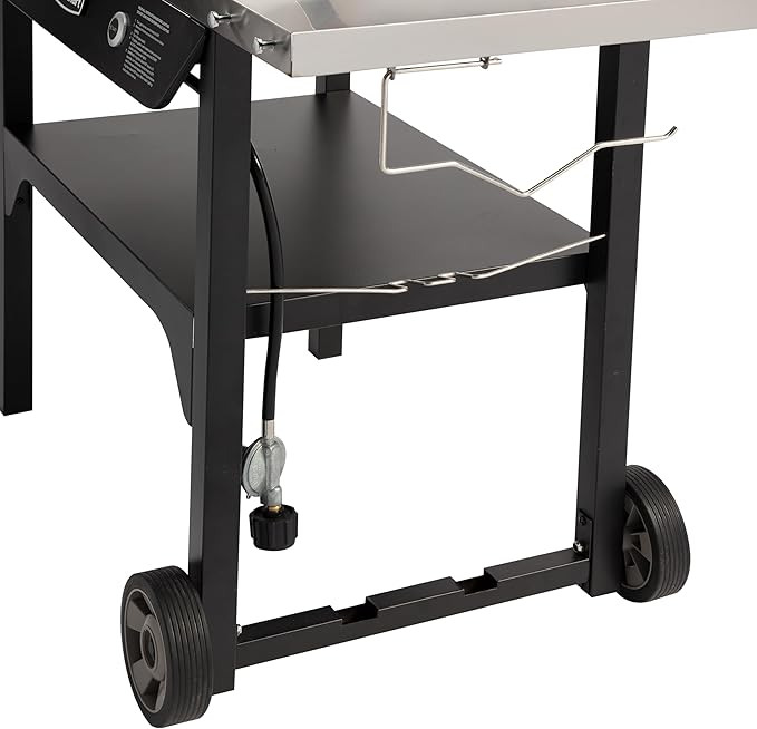 Cuisinart Outdoor Wok Station, 50,000 BTU Propane Outdoor Wok Burner with Prep Table, 14" Carbon Steel Fry Pan, Stainless Steel Side Table, Storage, Outdoor Cooking Station for Stir Fry, Searing, BBQ